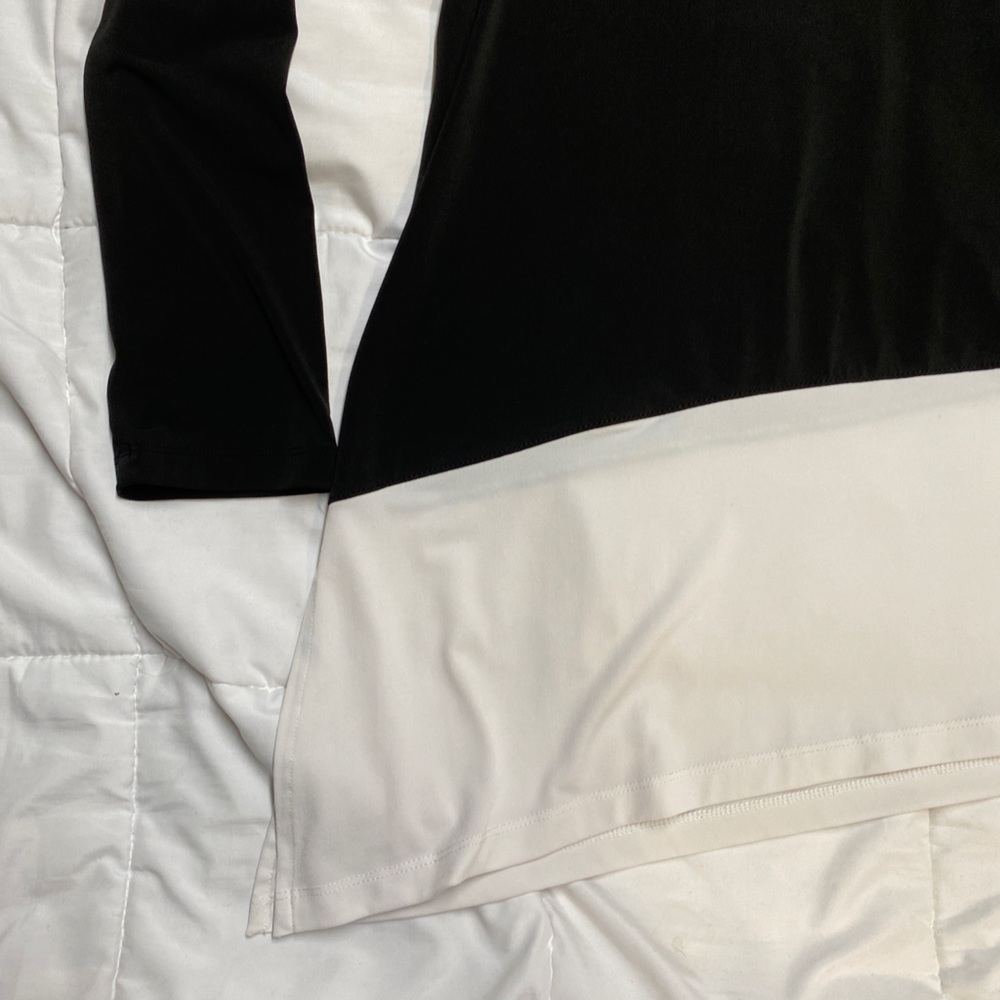 Susan Graver Black and White Asymmetrical Long Sleeve Top, Size Medium
